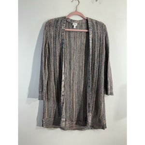 Womans Dress Barn Large Pink Blue Open Front Cardigan Sweater